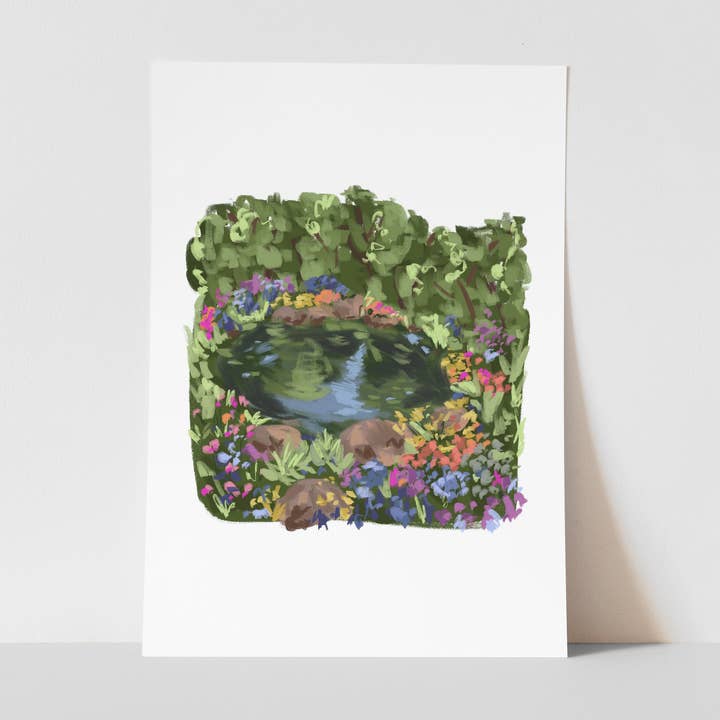 Wildflower Pond, Art Print, Nature, Calming Wall Decor for wholesale by Georgie King Designs