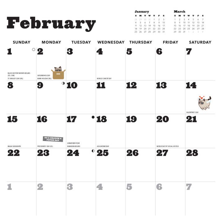Chronicle Books - Wholesale Calendar - Grumpy Cat 2026 Wall Calendar2