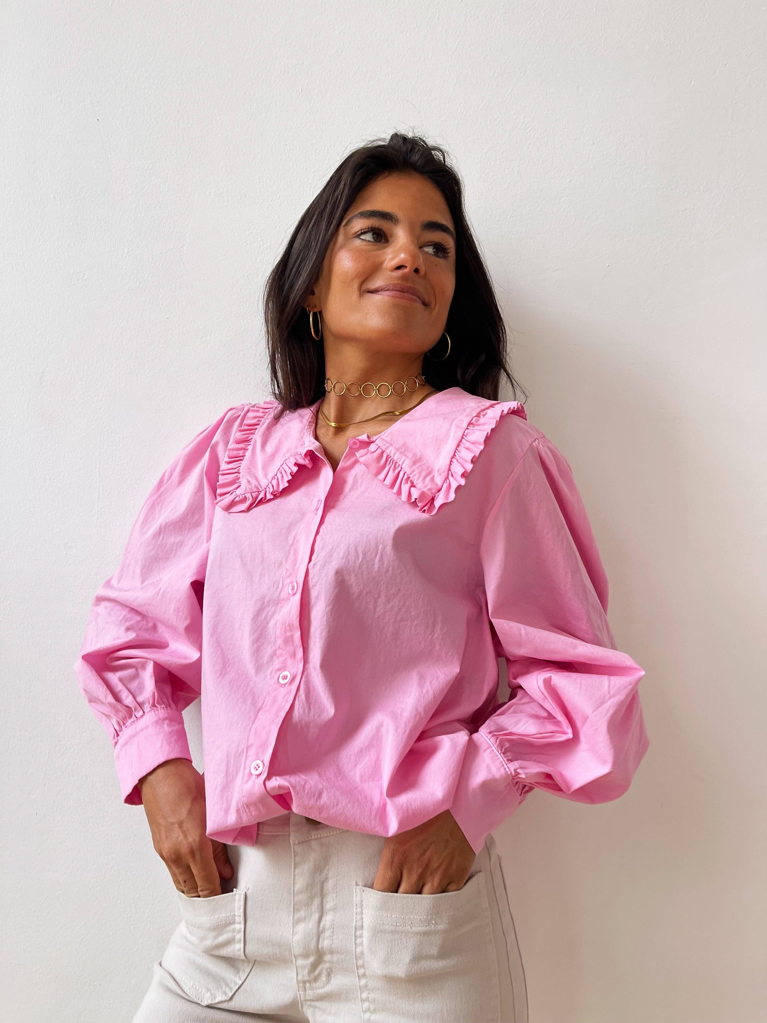 MindTraveler - Wholesale Button Down Shirt - Women's - Daniella Fuchsia Shirt5