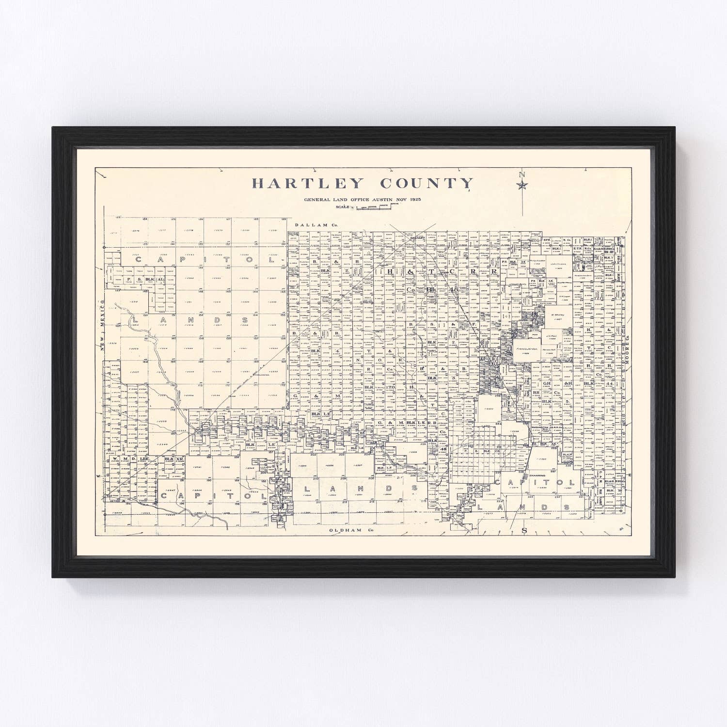 Ted's Vintage Art - Wholesale Map - Vintage Map of Hartley County, Texas 19250