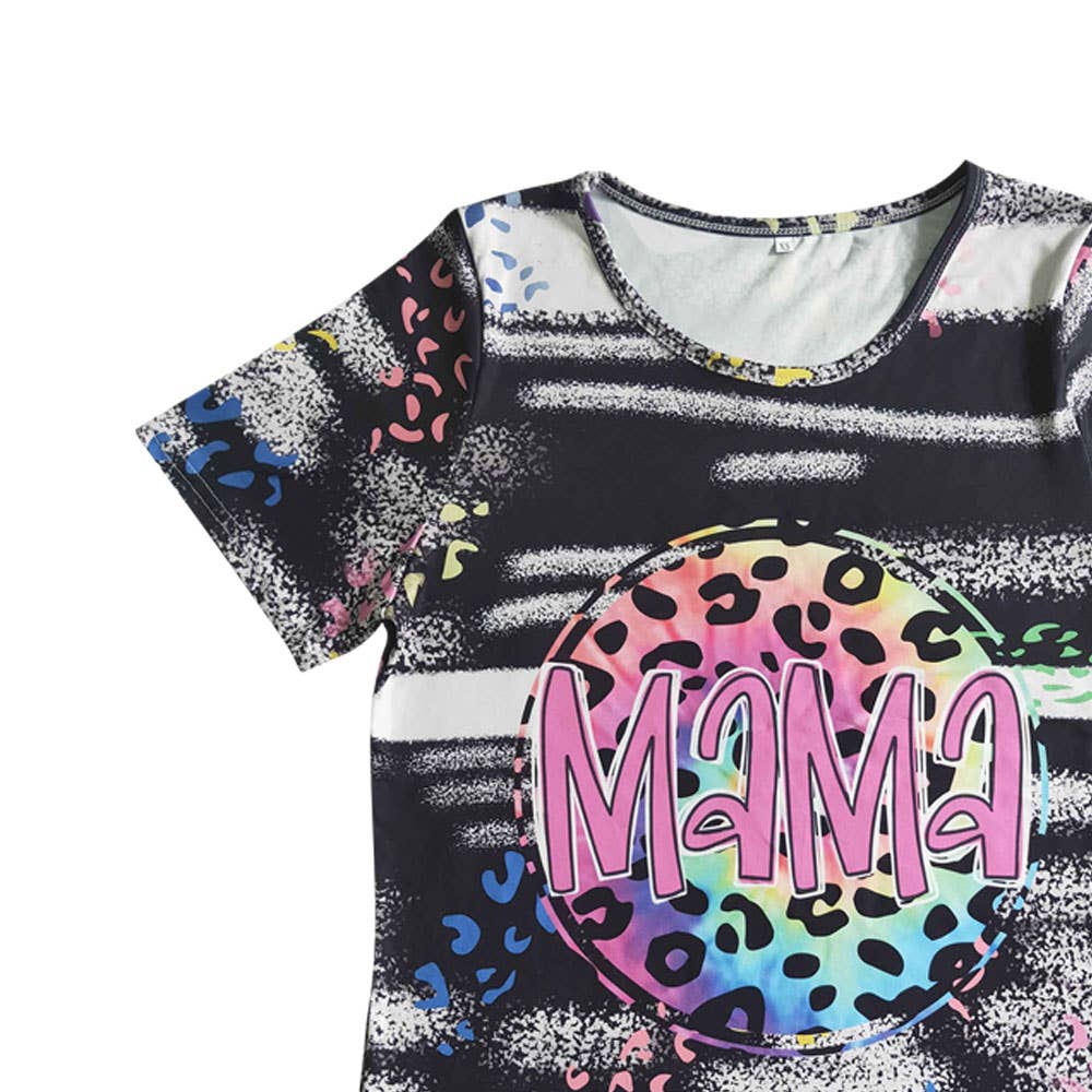 Aier Wholesale - Wholesale Mommy & Me Sets - Baby girls Mama and me tie dye short sleeve shirts(mommy and me)10