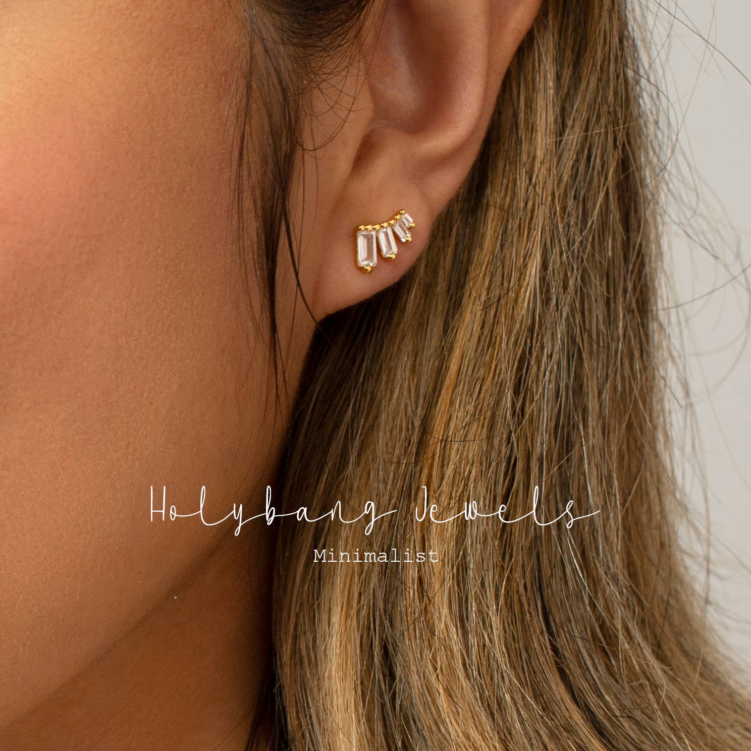 HolyBang Jewels – Großhandel Ohrstecker – BAGUETTE MINIMALISTISCHE HOCHZEITSOHRRINGE - E-S31441