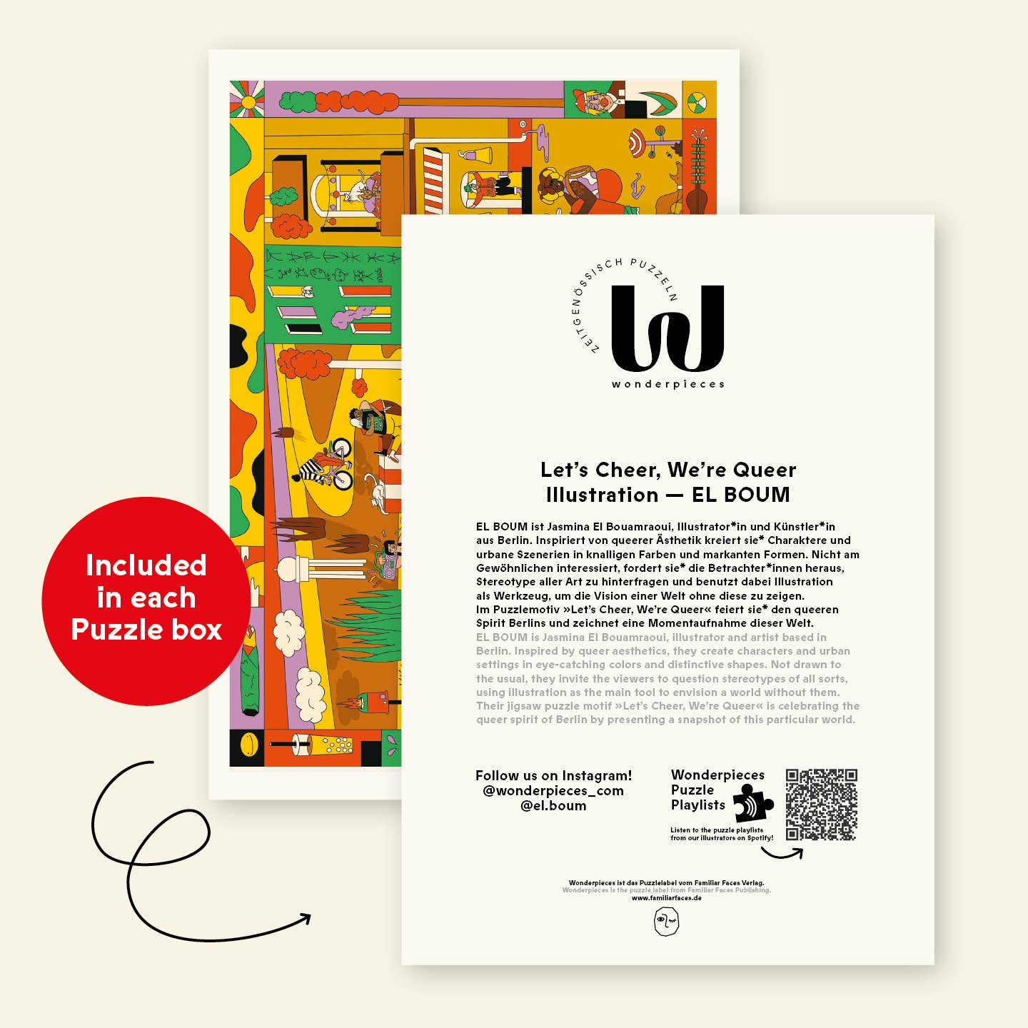 Wonderpieces - Wholesale Puzzel - Volwassene - »Let's Cheer, We're Queer« puzzel | Illustratie EL BOUM2