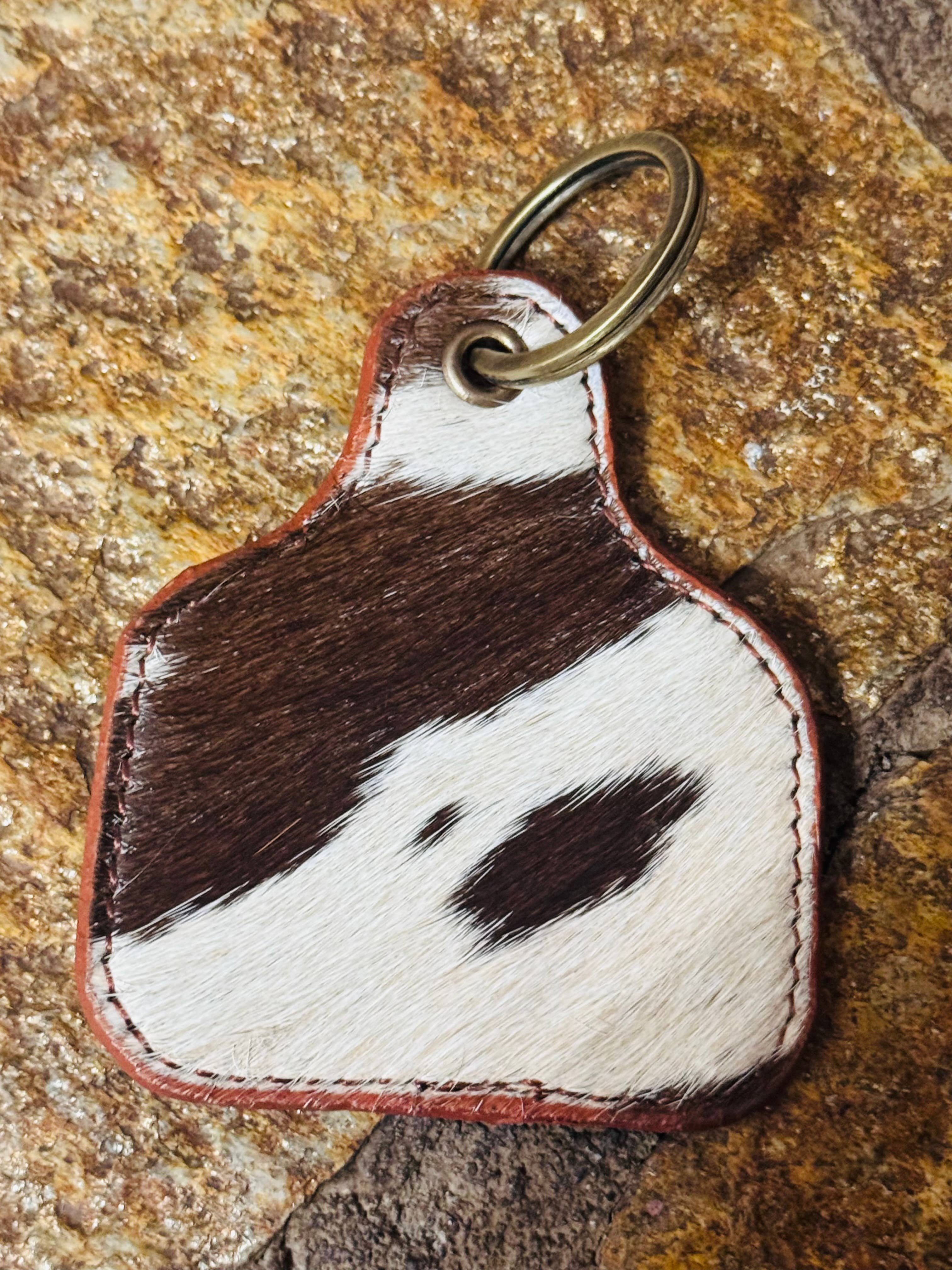 FRINGE & LUXE - Wholesale Keychain - Women's - Cow tag keychain-  Leather and Hide 1