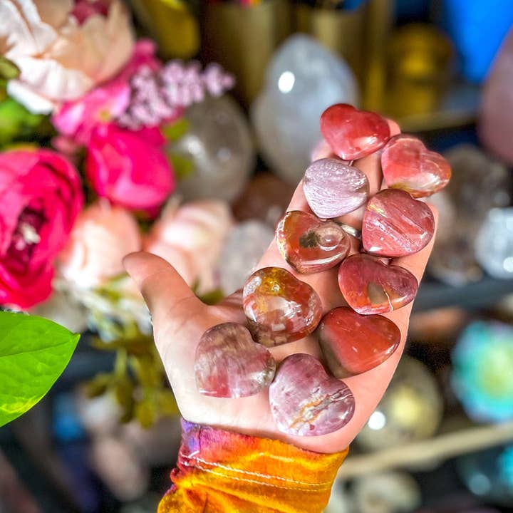 Mandala Gems – wholesale Andlig sten/kristall – Förstenat trä hjärta, Mors dag hjärta litet present