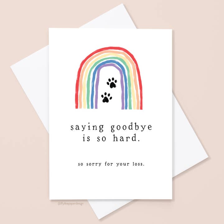 Rainbow Pet Sympathy Card for wholesale by Fly Like Paper Design