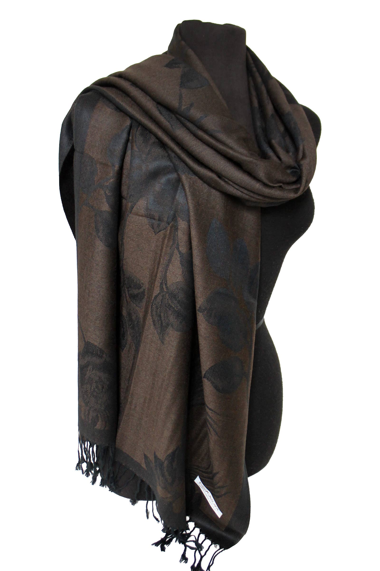 Cap Zone - Wholesale Scarf - Women's - Rose Floral Faux Silk Pashmina Wrap Scarf5