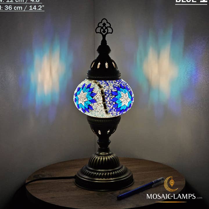 10+ Colors - Turkish Mosaic Medium Globe Table Lamp, Handmad for wholesale by Mosaic Lamps