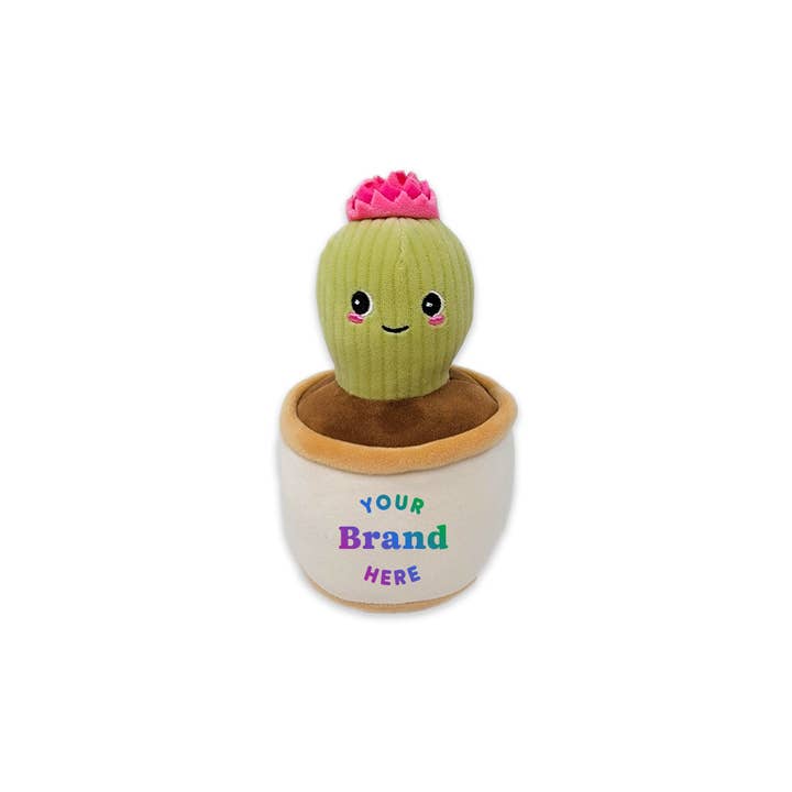 6" Customized Squishy Pink Barrel Cactus Plushie for wholesale by The RGU Group
