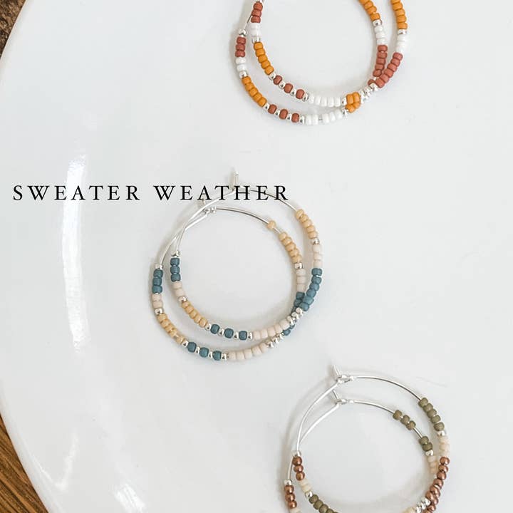 Barberry & Lace Handmade Jewelry - Wholesale Hoop Earrings - Fall Beaded Hoop Earrings | 14k Gold Fill & Sterling Silver12