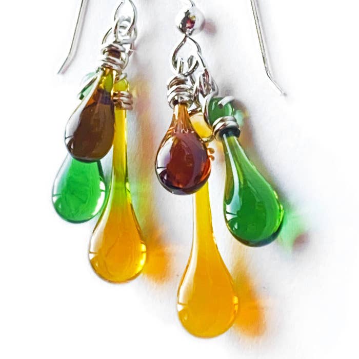 Sundrop Jewelry - Wholesale Dangle Earrings - Trio Colorful Glass Teardrop Earrings1