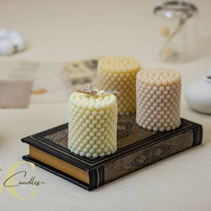 Runde Seifenblasen-Kerze, natürliches Sojawachs, Kokos-Sojawachs, zur Geschlechtsangabe, Geburtstag, Hochzeit. für den Großhandel von Soanna Candle Co.