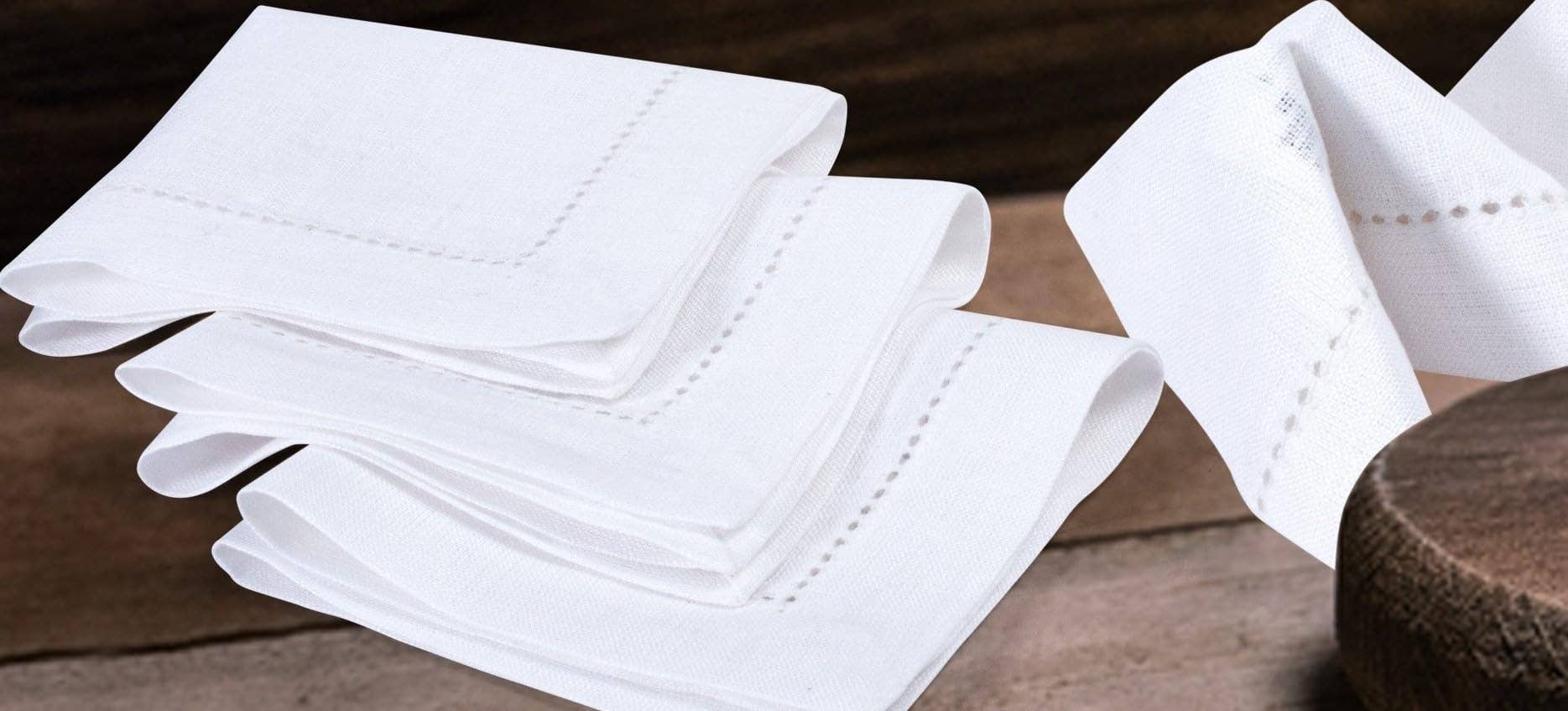 Premium Linen Cloth Dinner Napkins, 16x16- White (Set of 6) for wholesale on Faire3