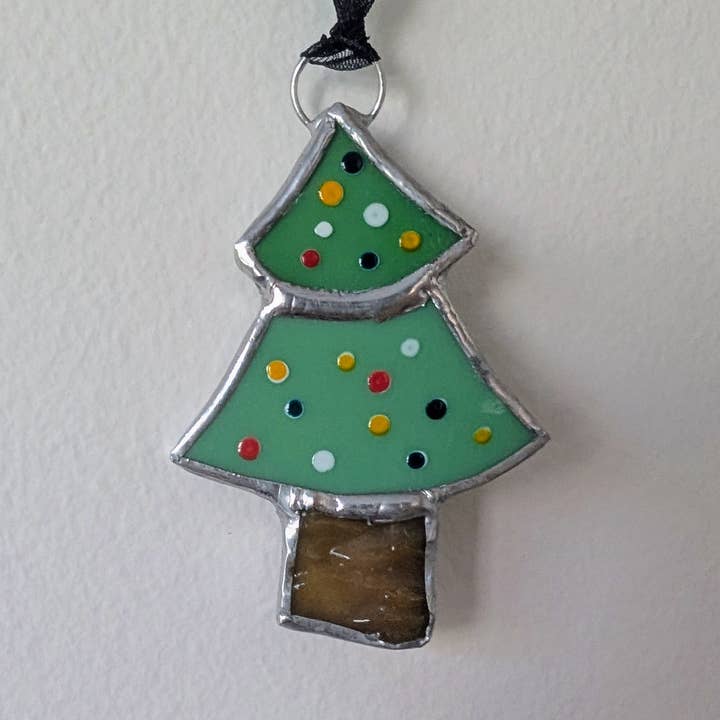 Christmas Tree Heirloom Stained Glass Ornament for wholesale by Beanie Made It