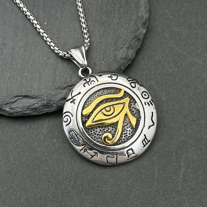 GemMeet - Venta al por mayor Collares con colgantes/abalorios - Collar con colgante vintage de ojo de Horus del antiguo Egipto