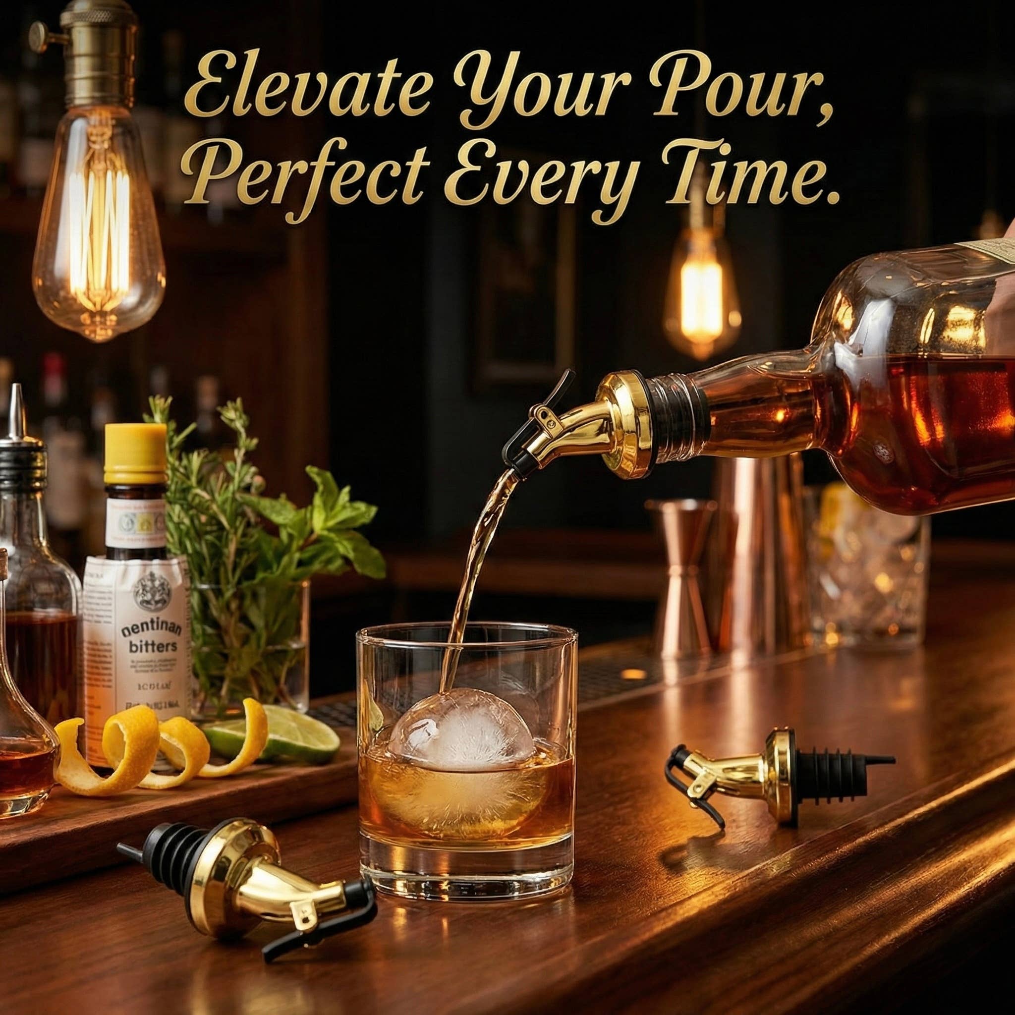 Cruet Spout, Gold Chef Pourer, Dispenser with Snap On Lock for wholesale on Faire7