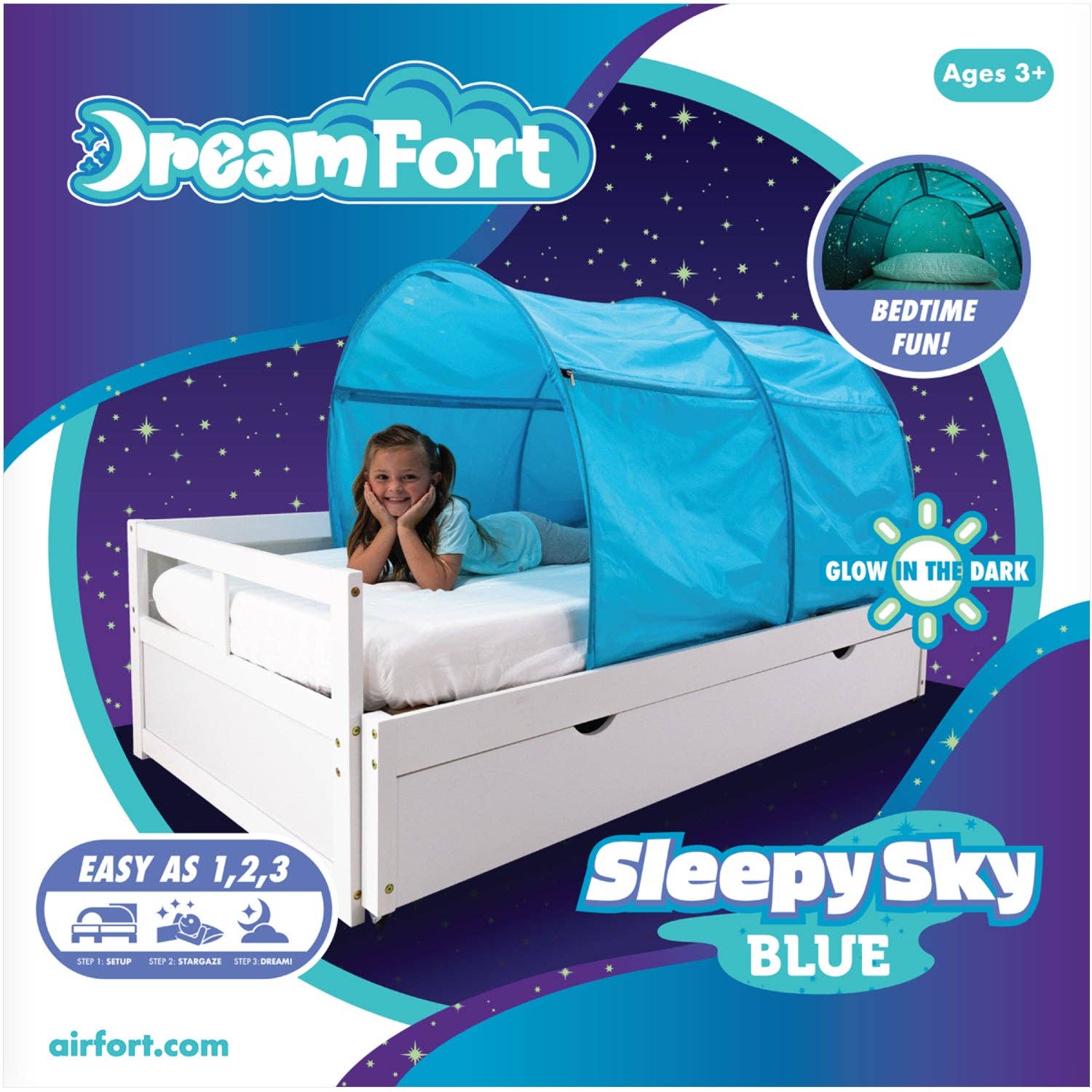 AirFort - Vente Tente – enfant - Le DreamFort Original - Avec des étoiles phosphorescentes !0