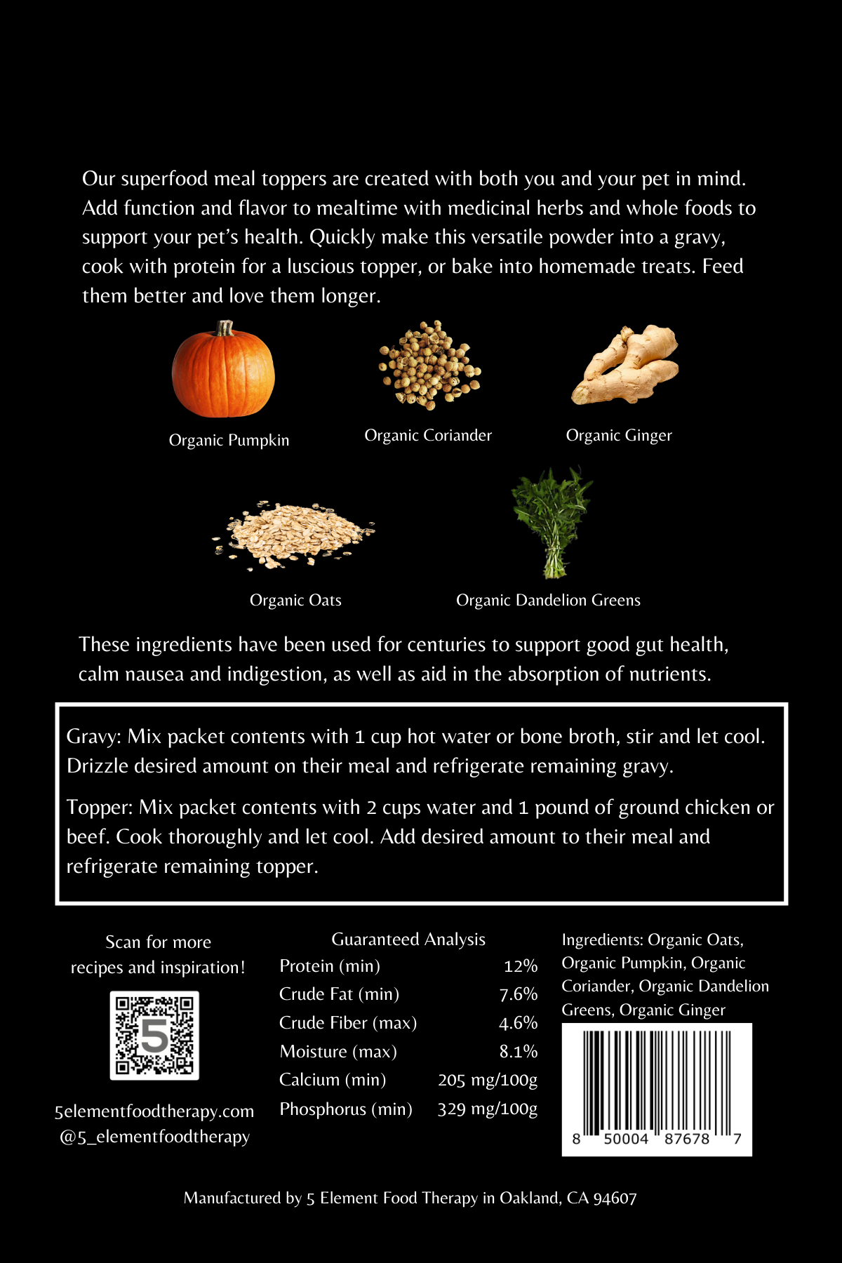 5 Element Food Therapy - Vente Nourriture – chien - Complément alimentaire superaliment pour digestion et microbiome2