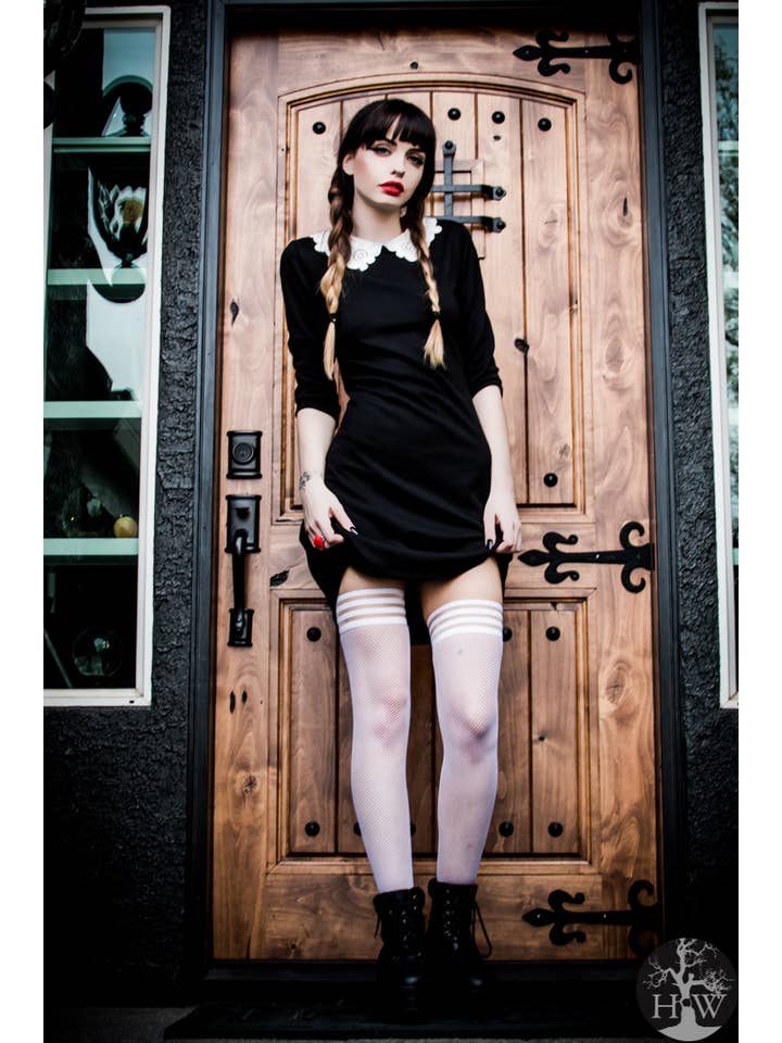 Kix'ies - Wholesale Stockings - Women's - Hosiery- Sammy White Fishnets Thigh-Highs Stockings8