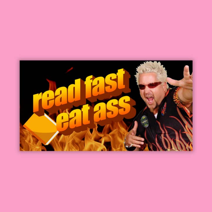 Read Fast Eat Ass Guy Fieri sticker for wholesale by Charlie's