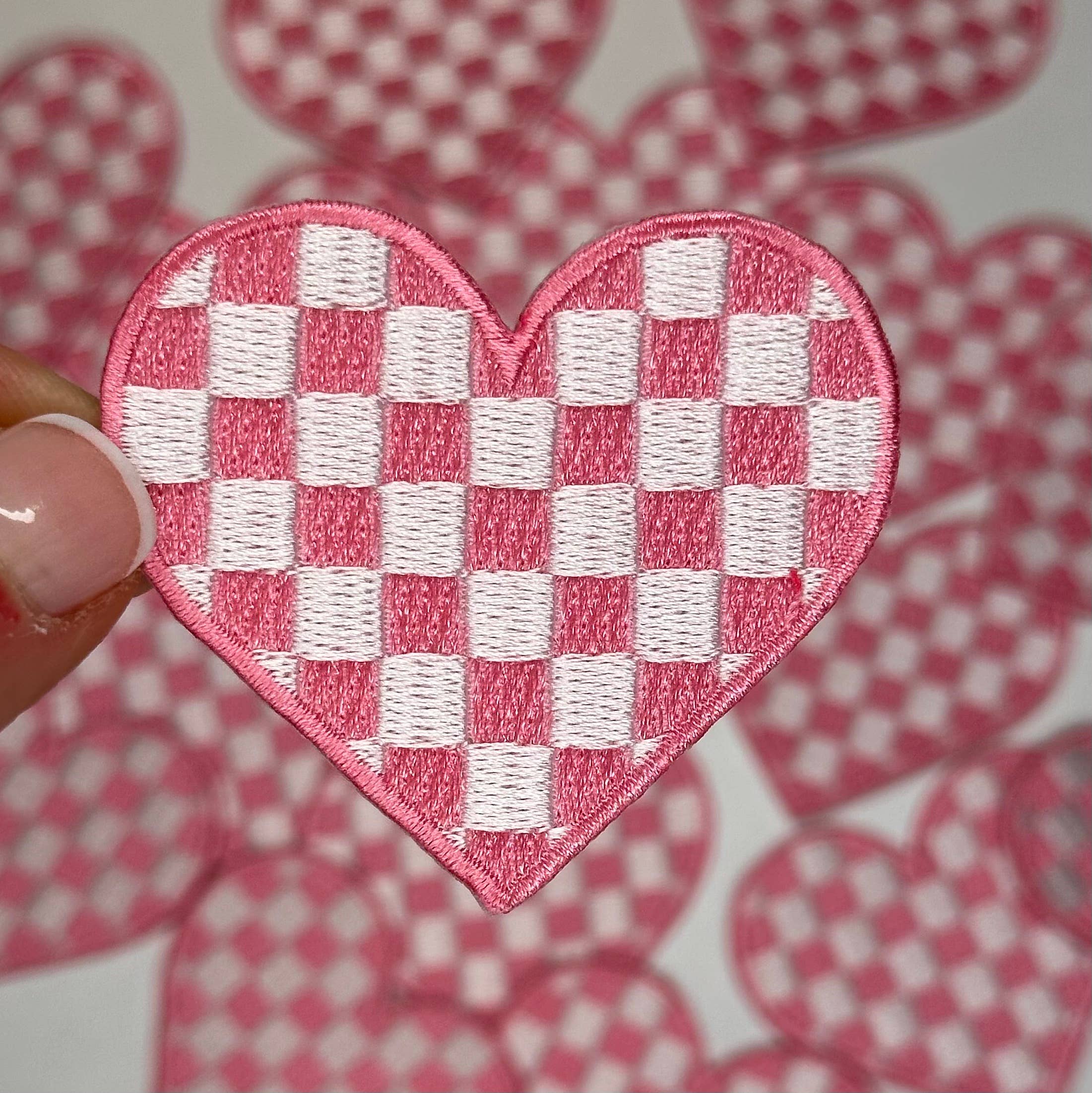 Aloe and Milk Boutique - Wholesale Hat Accessory - Women's - Checkered heart, heart patch, checkered patch, game day3