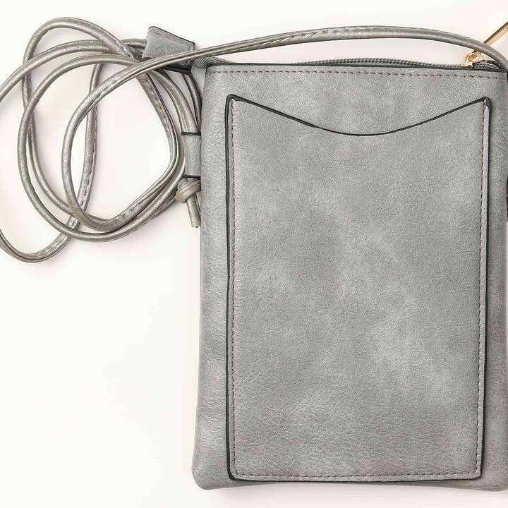 Shine Mark Accessories - Wholesale Crossbody Bag - Women's - Grey - Owl Lacer cut crossbody cellphone bag