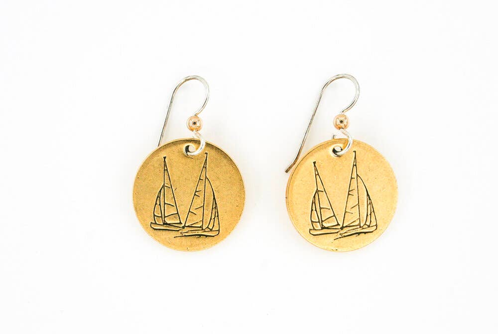 Vanessa Piche - Wholesale Dangle Earrings - Sailboat Gold Earrings0