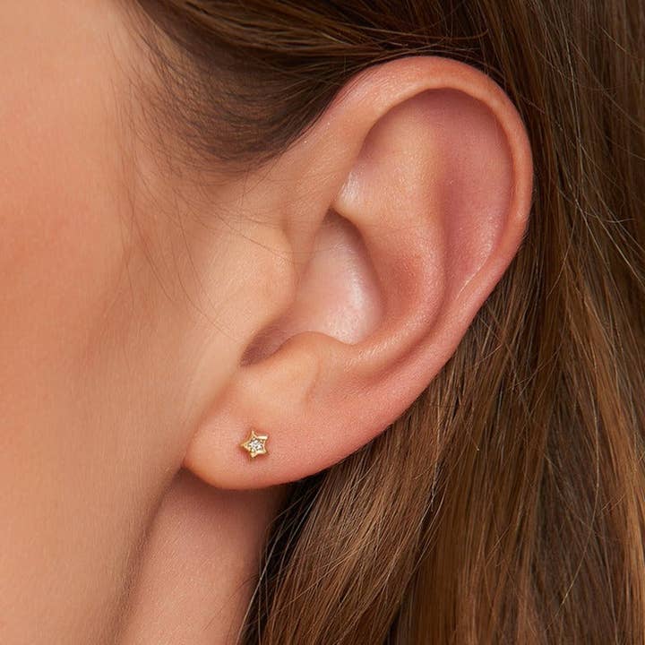 MOSUO Jewellery – Engroshandel Ørestikkere – 14 K guld diamant stjerne Stud Øreringe