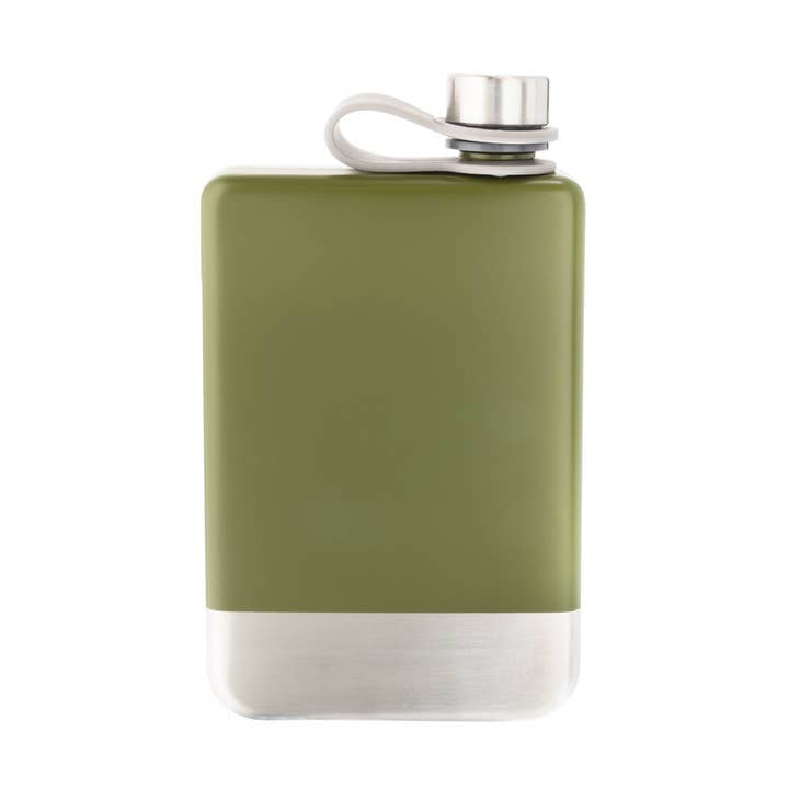 8 oz Green Stainless Steel Flask with Silver Bottom for wholesale by Creative Gifts International Inc.