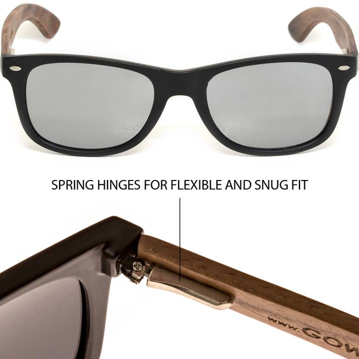 GOWOOD - Wholesale Sunglasses – Unisex - Walnut Wood Sunglasses with Silver Mirrored Polarized Lenses2