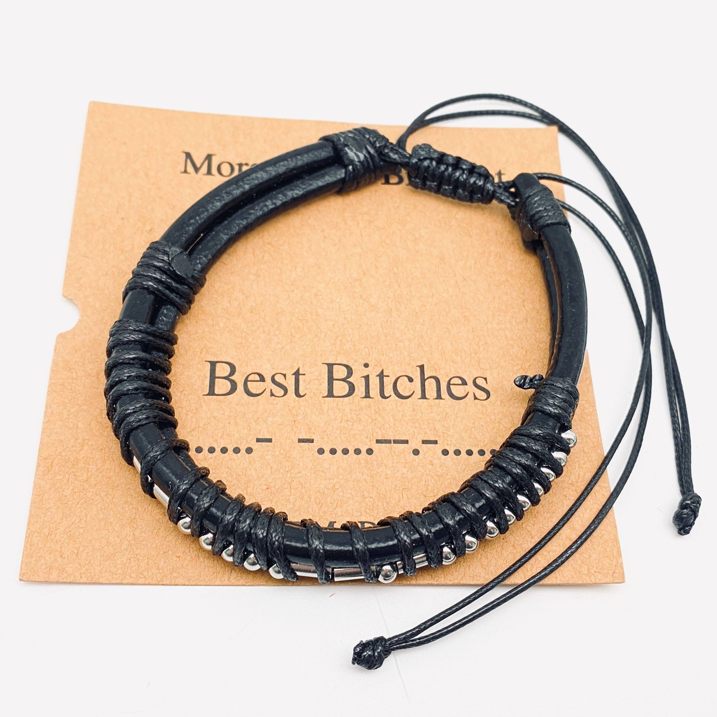Mio Queena - Wholesale Woven/Braided Bracelet - Stainless Steel Bead Morse Code Leather Adjustable Bracelet2
