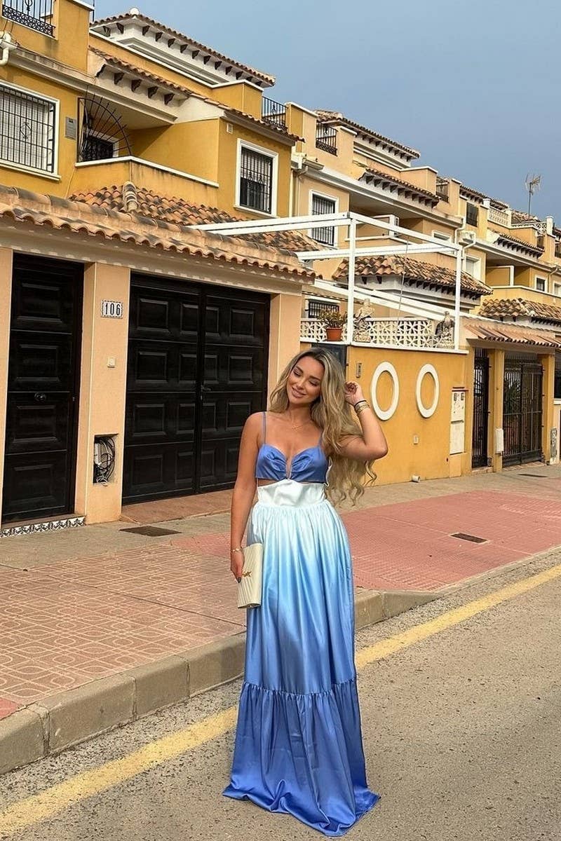 BLUE CWDMD4149_GRADIENT COLOR SUSPENDER LONG DRESS for wholesale on Faire3