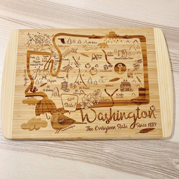 Washington Map Bamboo Board (liten) för wholesale av Gooseberry Designs