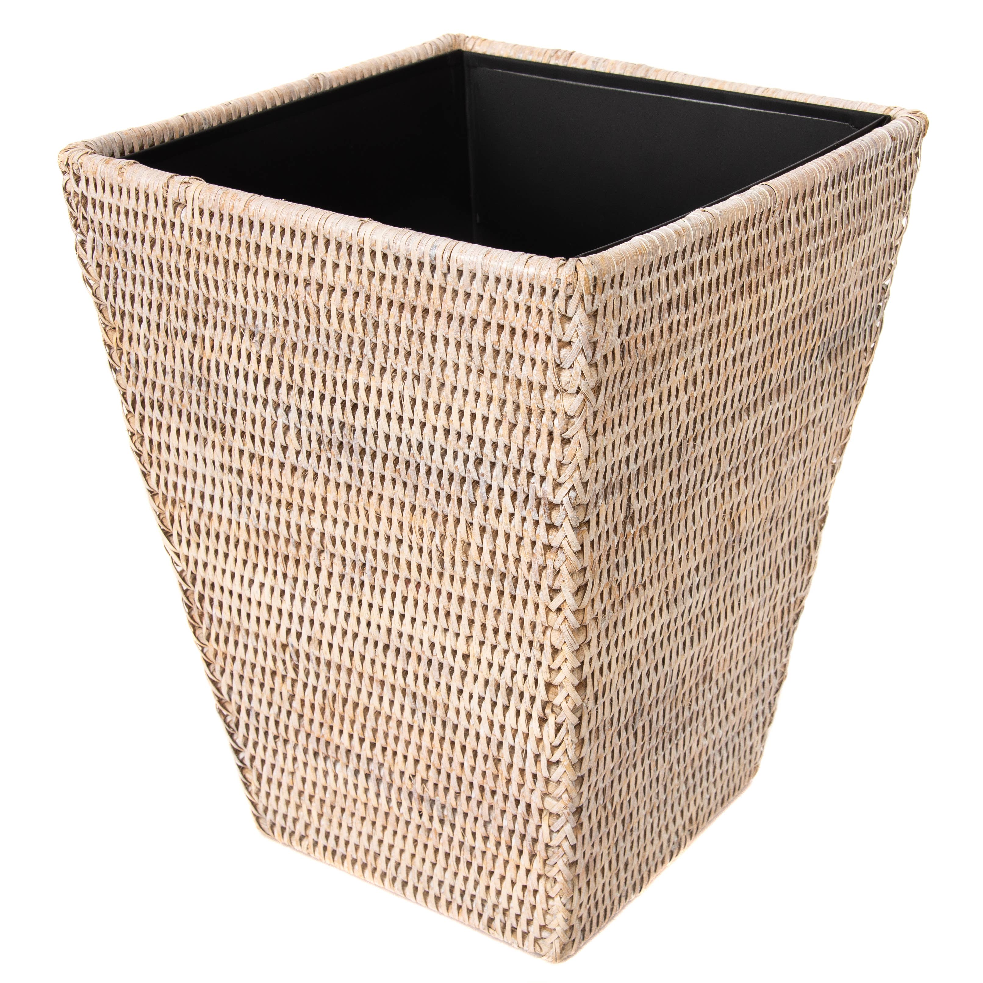 Artifacts Trading Company - Wholesale Trashcan/Trash Bin - Square Tapered Rattan Waste Basket, Handwoven bin12