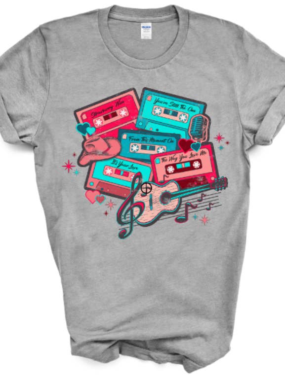 BB Subs and Screens - Vente T-shirt à imprimés – femme - T-shirt graphique rétro pour la Saint-Valentin avec bandes de musique country0
