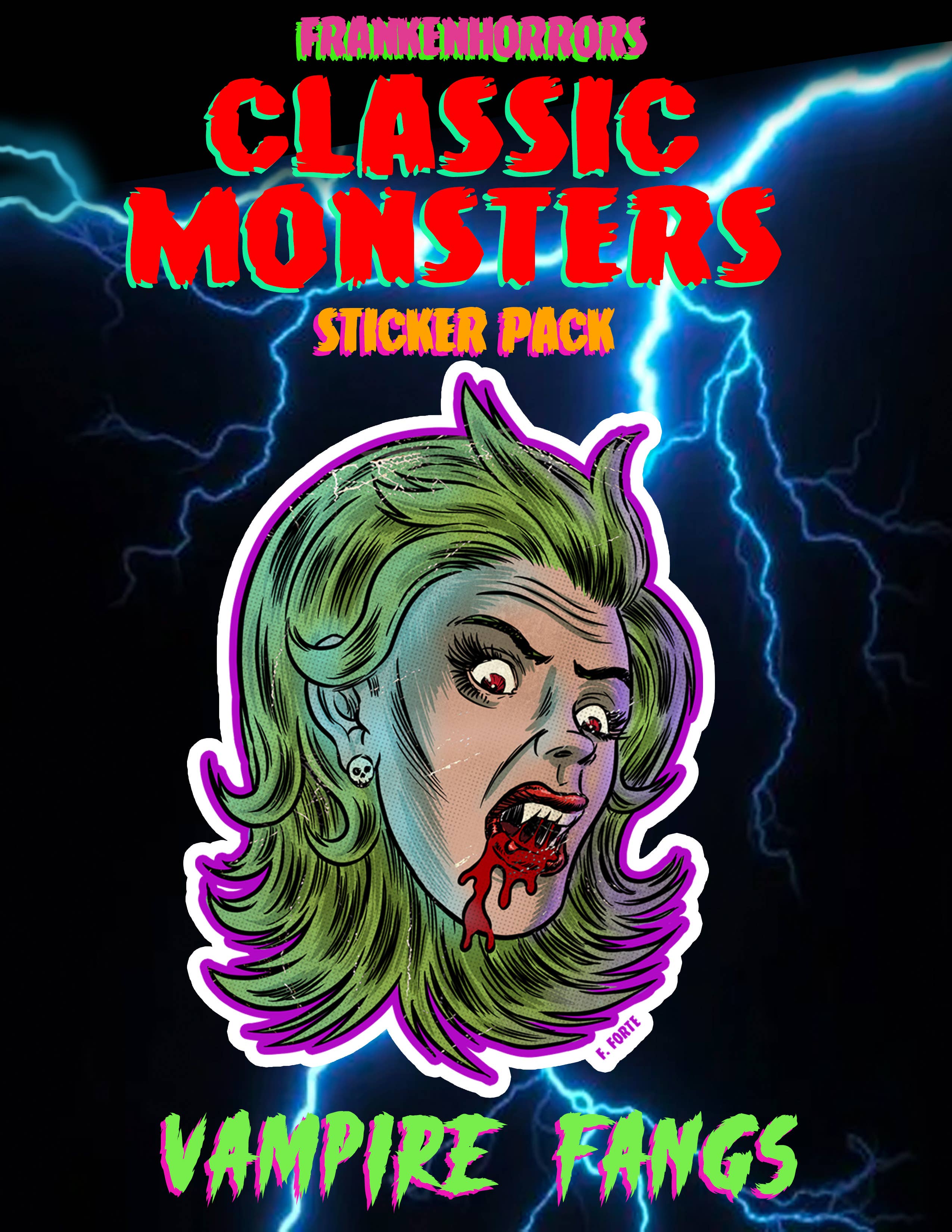 Xeno Pop - Wholesale Sticker - Frankenhorrors Vampire Fangs 5x4 die cut vinyl sticker0