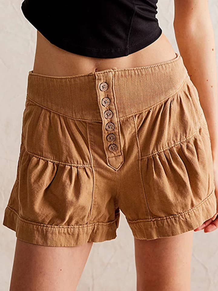 Boutons à volants Short en jean décontracté taille haute DP25B630 pour la vente par Dipped Shop