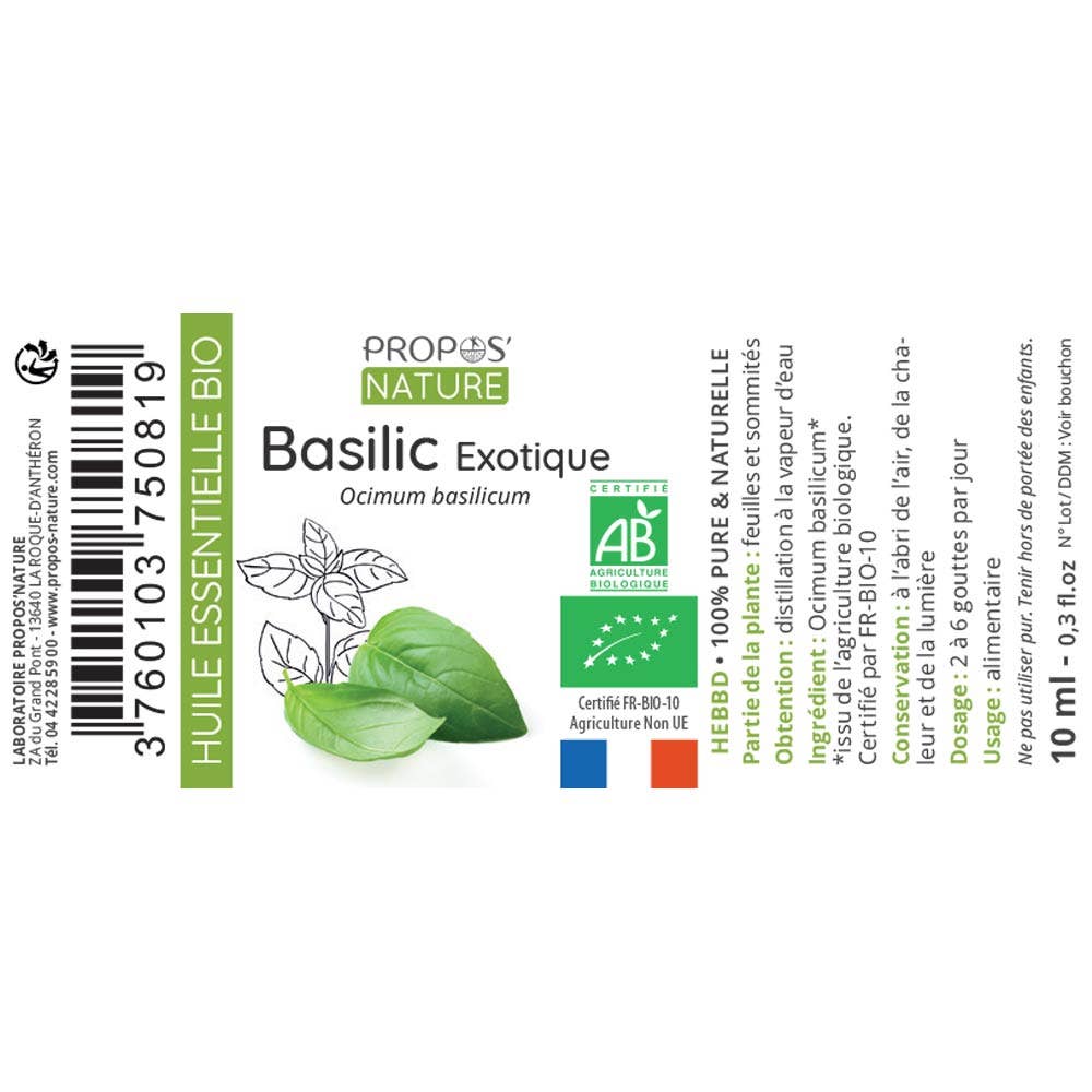 Propos'Nature - Wholesale Essential Oil - Organic Exotic Basil Essential Oil 10ml7