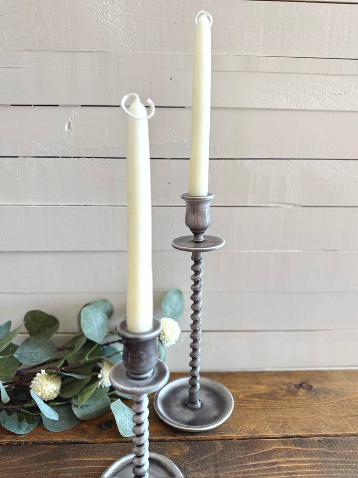 Gray Corkscrew Taper Candle Holder Large for wholesale by Made Market Co.