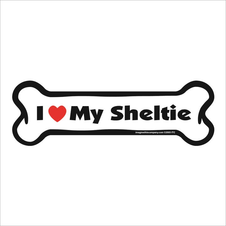 Imán de hueso para coche con texto en forma de «I Love My Sheltie» para venta al por mayor de Imagine This Company
