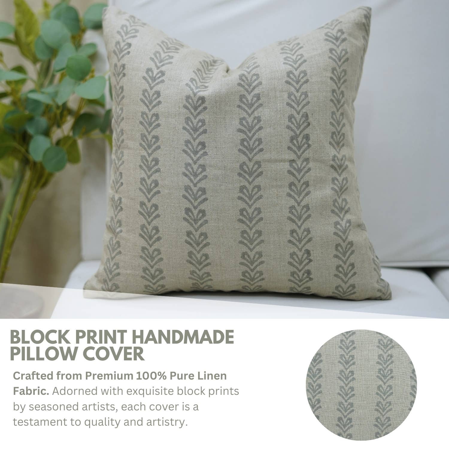 Fabdivine - Vente Housse de coussin - Housse de Coussin en Lin Pur Imprimé Unique - Flèche Tribale5