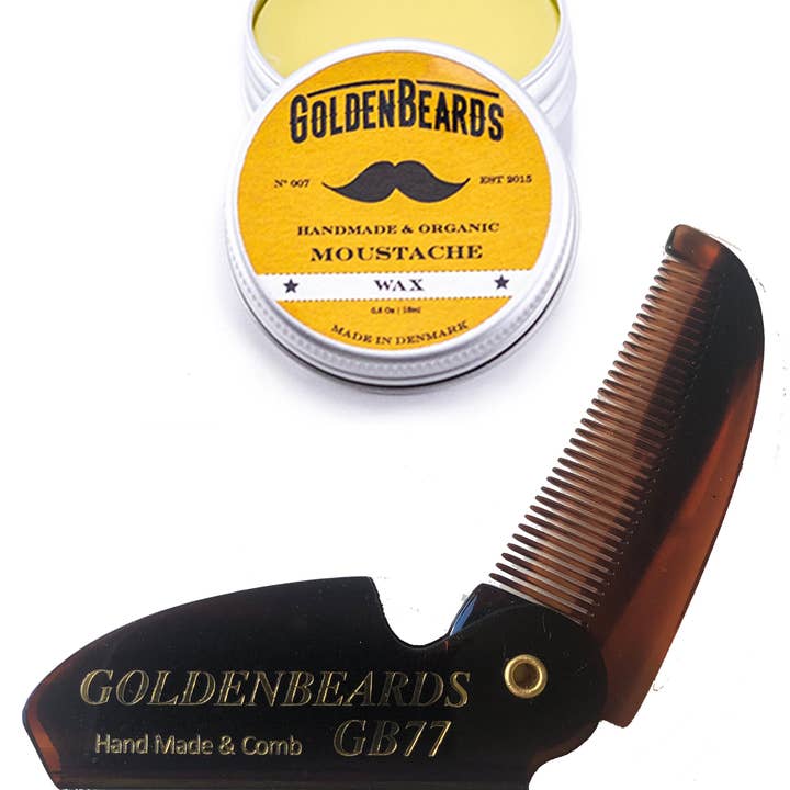 Cera per Baffi + Pettine Pieghevole GB 77 - Edizione Speciale per la vendita all'ingrosso da parte di Golden Beards