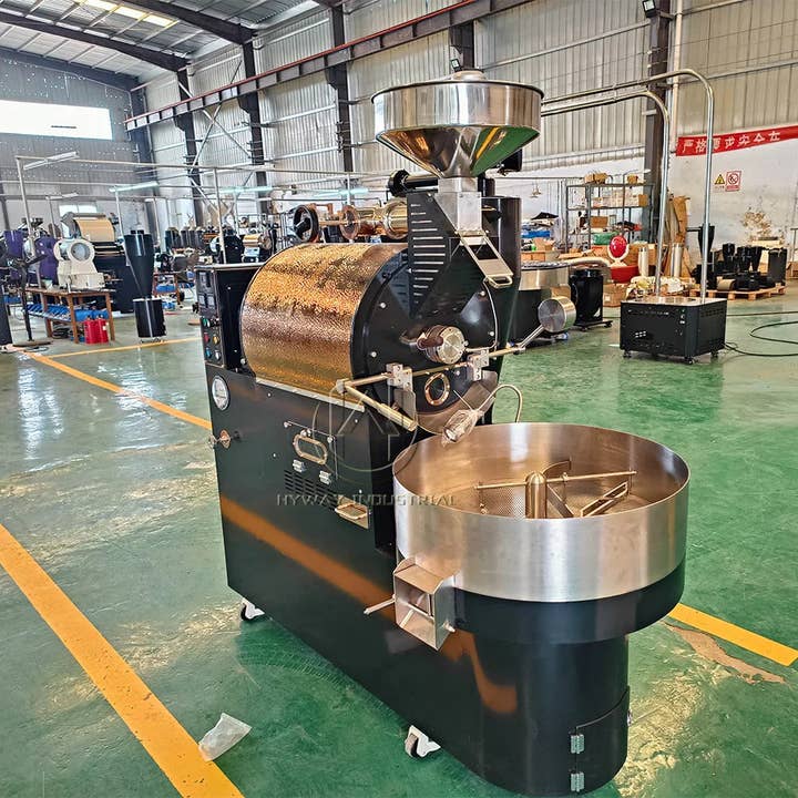 HW-12kg 3kg 3.5kg 6kg 7kg 10kg 12kg 15kg 17kg Industrial Hot air Coffee Roaster Smoke Suppression System Curve Record Meter for wholesale by Ivy Royal