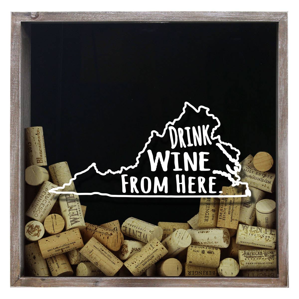 Torched Products - Wholesale Sign - Drink Wine From Here Beer Cap Shadow Box - Farmhouse Antique44
