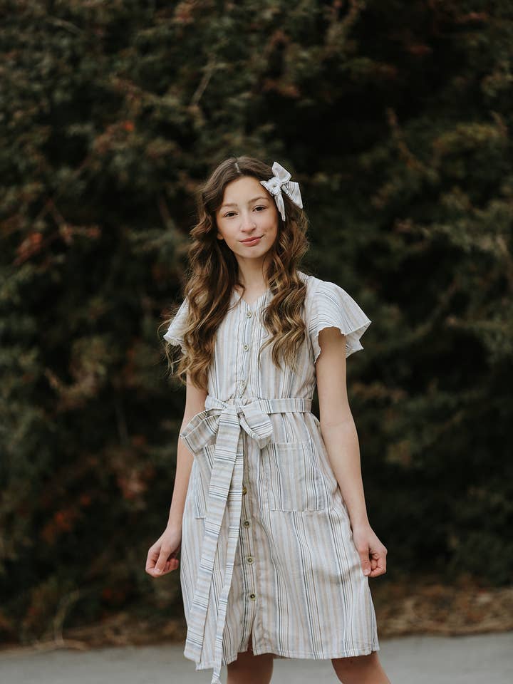 Navy Fields - Vente Robe – enfant - Robe à boutons en lin Jasper6