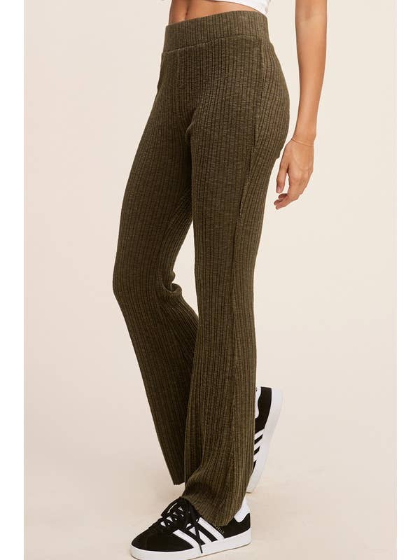 La Miel - Wholesale Lounge Sweatpants/Joggers - Women's - JAP4174-Basic Ribbed Fitted Silhouette Loungewear Pants3