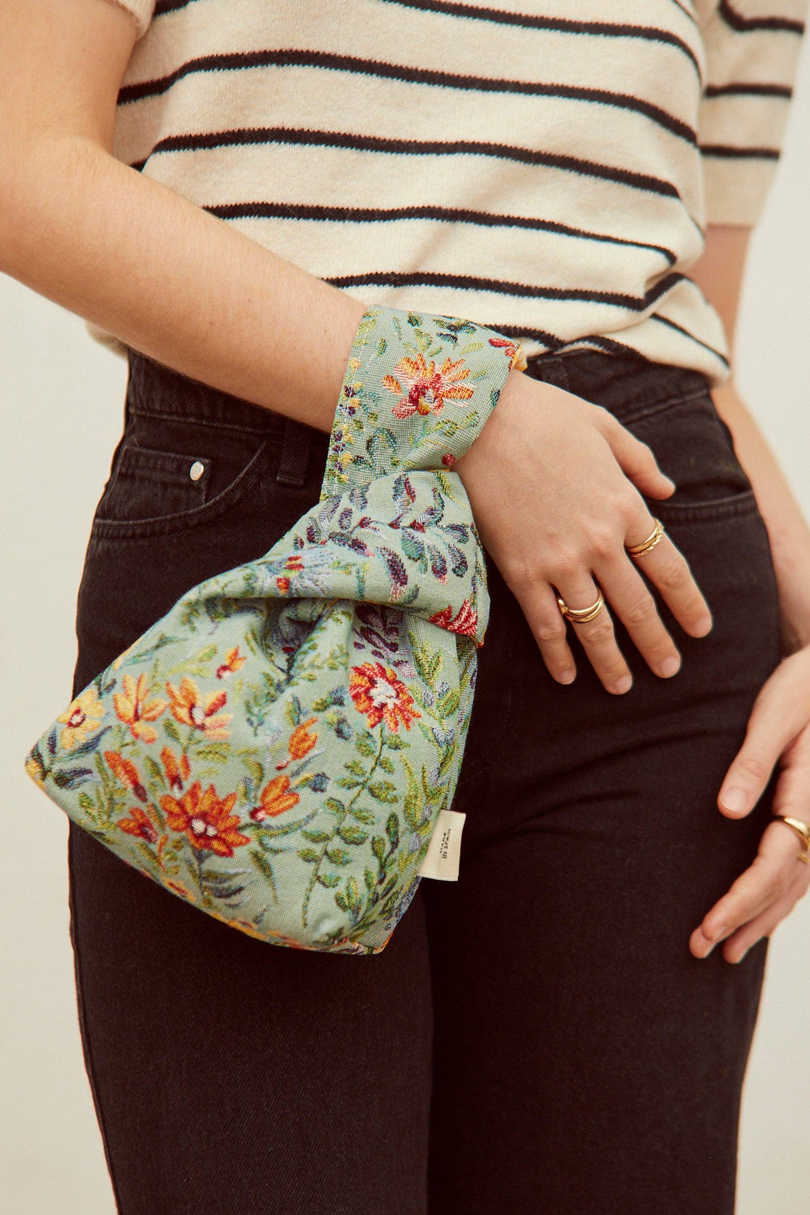 Eturel Madrid - Wholesale Clutch Bag - Women's - Hatillo mini jacquard fabric bag with blue azaleas flowers0