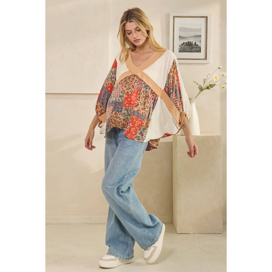 Oli&Hali - Wholesale Knit Top - Women's - WASHED RIB CROSSED PATCHWORK TOP5