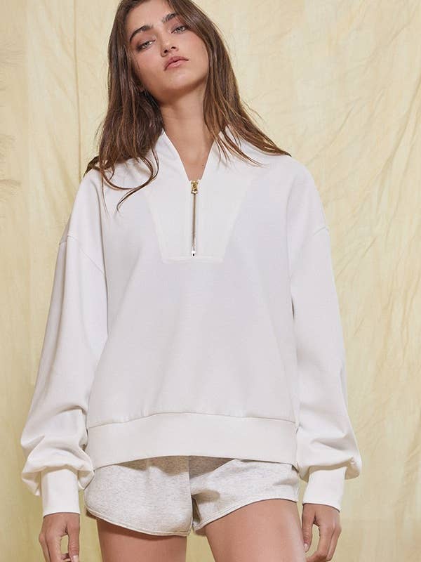 BUCKETLIST - Wholesale Sweatshirt – Women's - IT2154 Half Zip-up Scuba Sweatshirts53