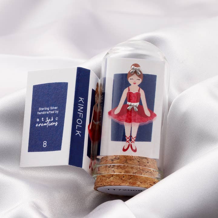 Attic creations - Wholesale Stud/Post Earrings - TT72008 KINFOLK Red Ballerina with Tiny bow earrings